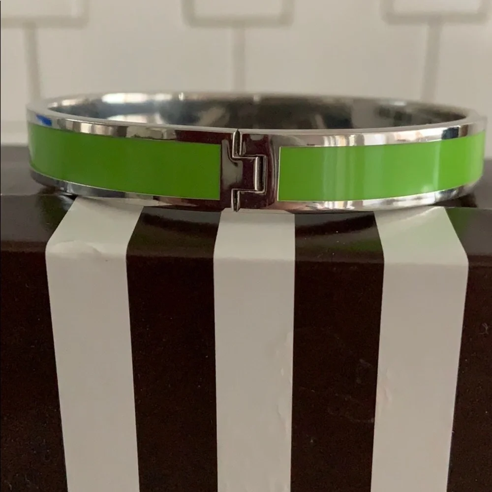 Henri Bendel Green and Silver Enamel Bracelet - Picture 2 of 3